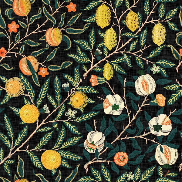 William Morris Pomegranate or Fruit on Black