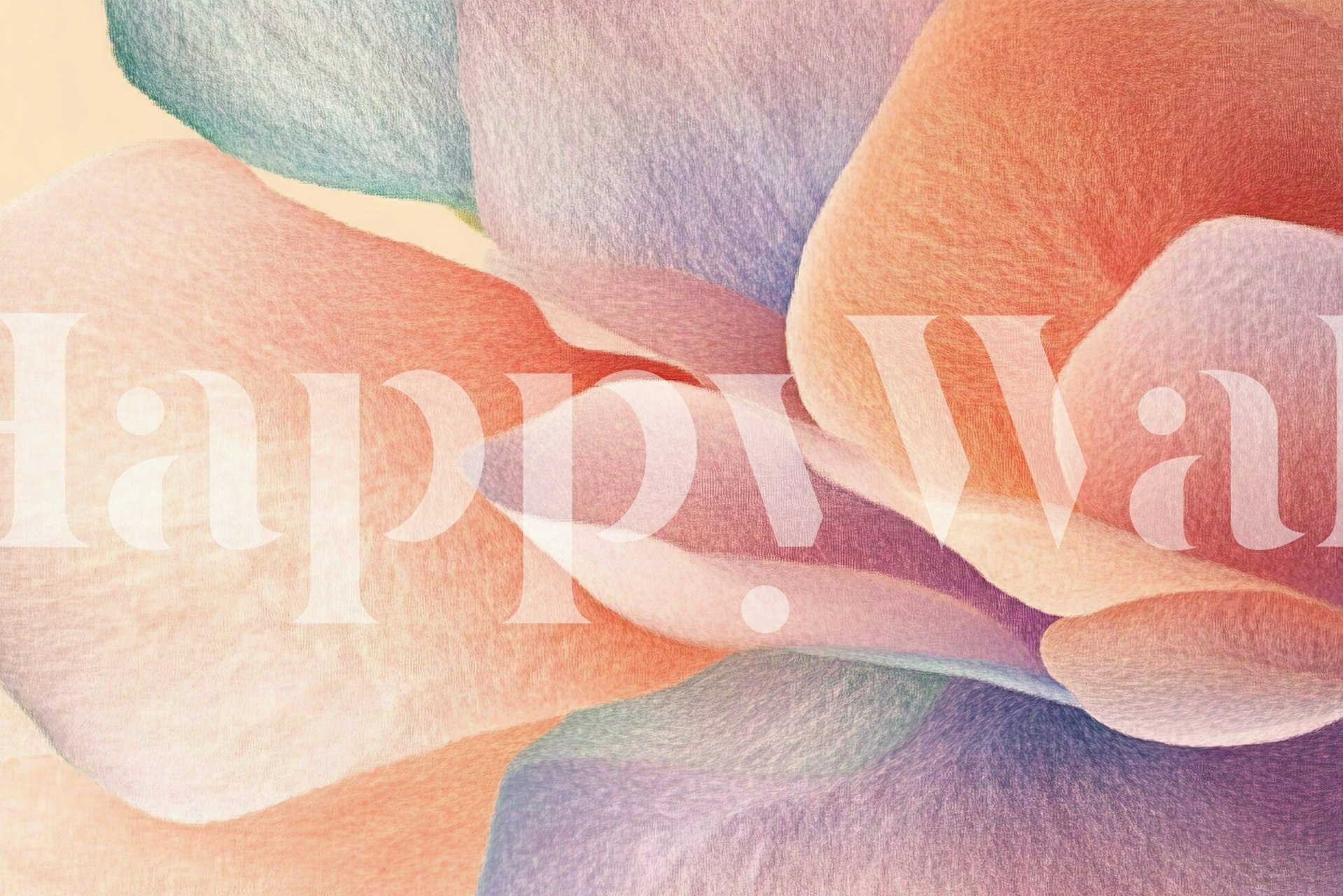 Pastel colored floral design with layered petals wallpaper