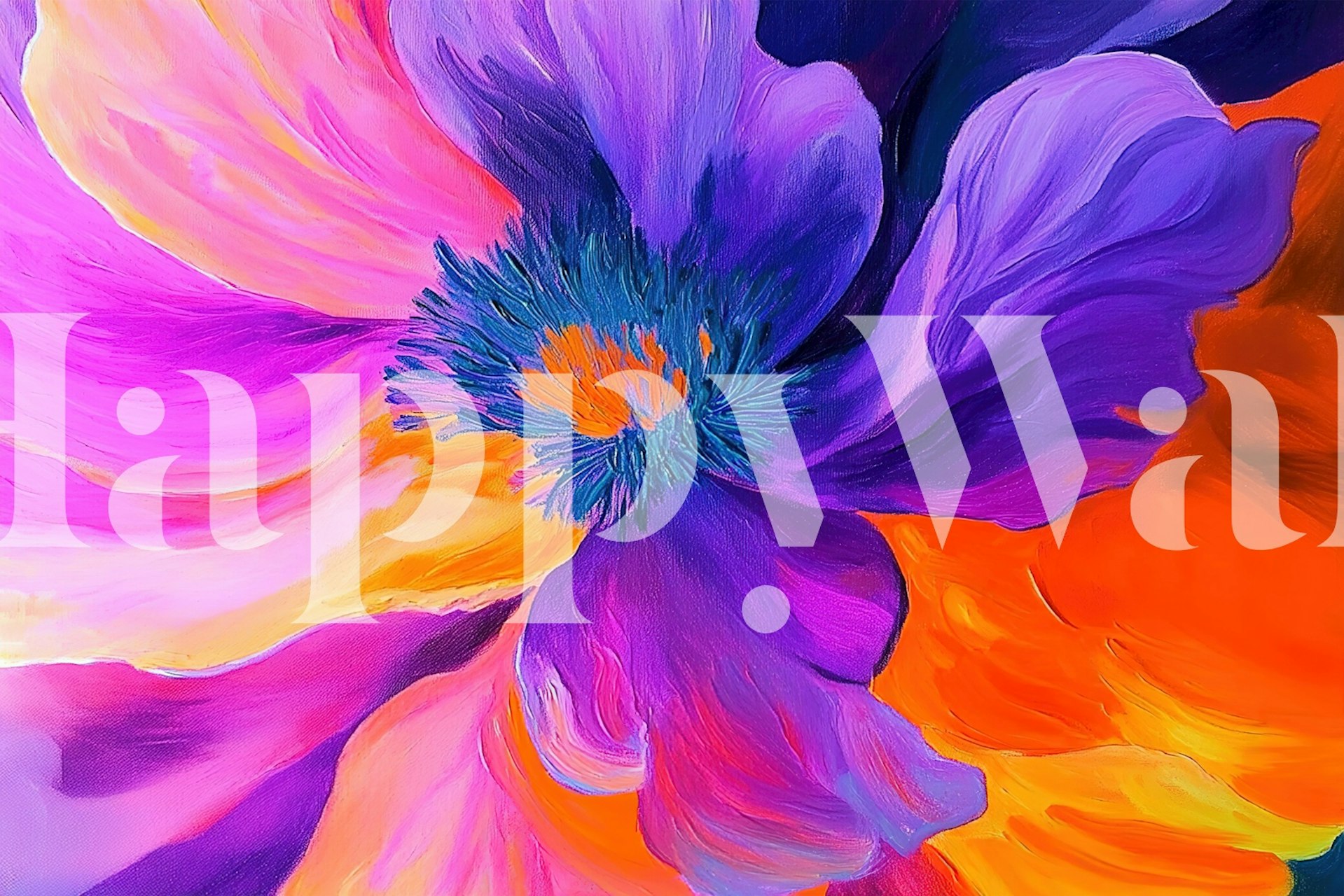 Tapeta Bright Fluo Flower v pokoji