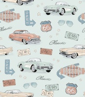 Classic Cars - mint ταπετσαρία