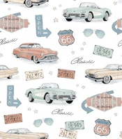 Classic Cars - white ταπετσαρία