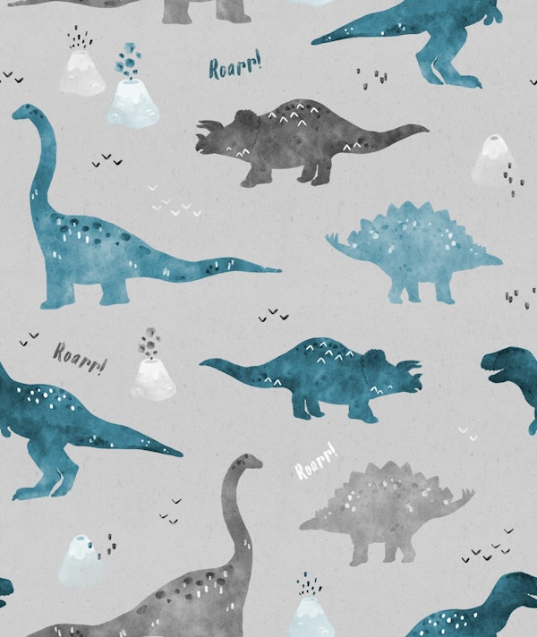 Watercolor Dino - grey blue
