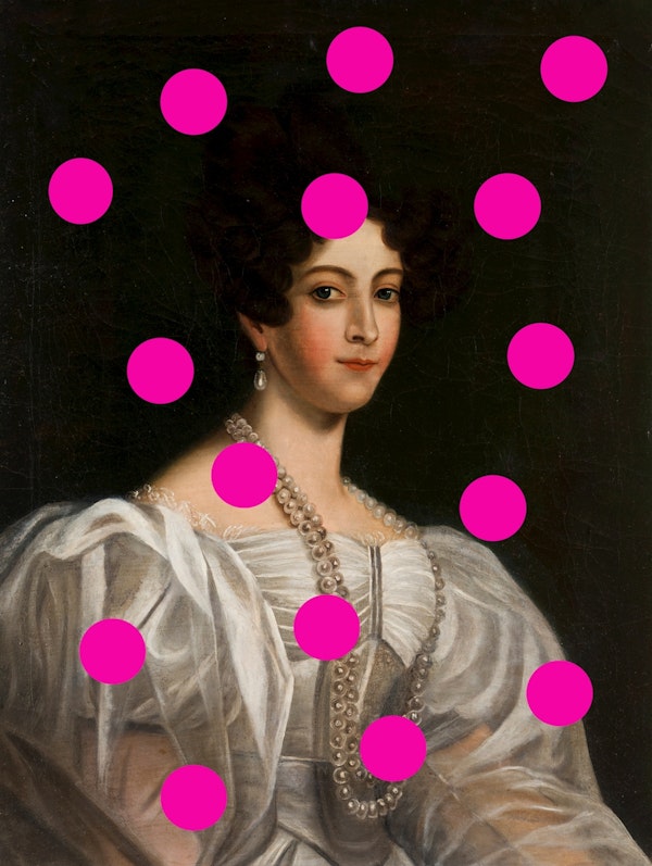 Vintage Elegance Lady with Pink Dots