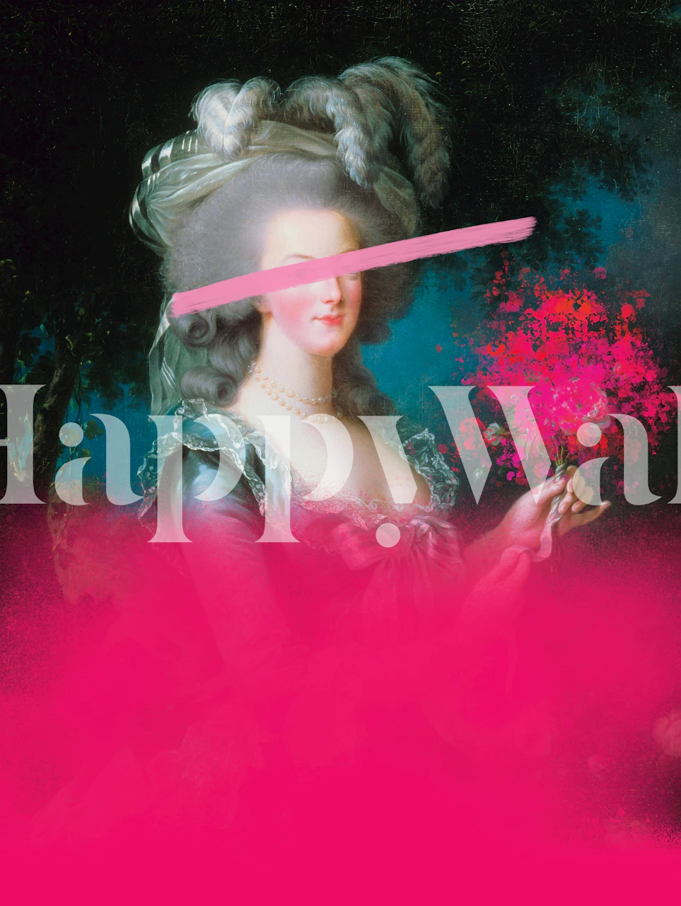 Vintage floral design with pink and green hues wallpaper