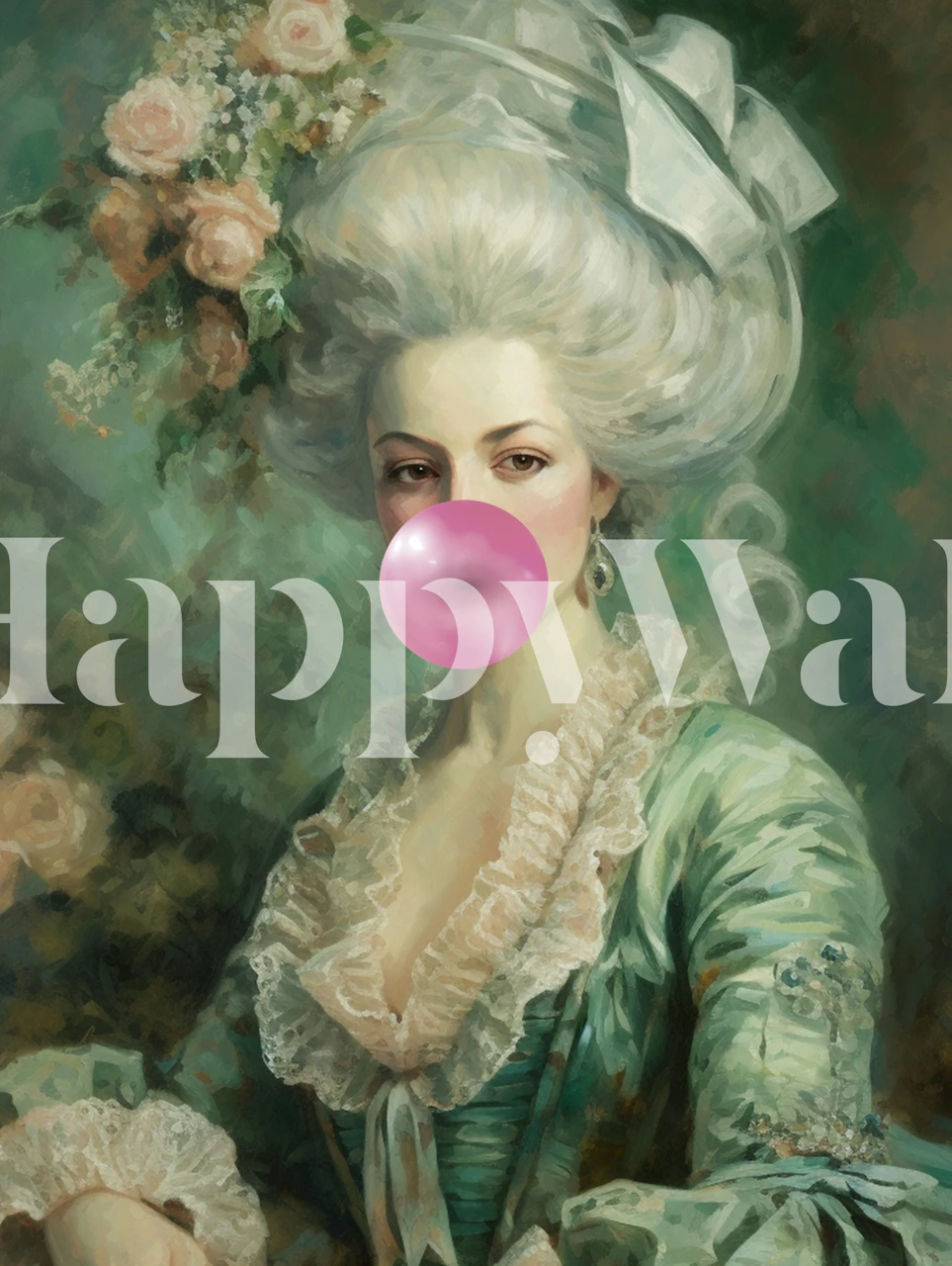 Marie Antoinette portrait wallpaper in a room