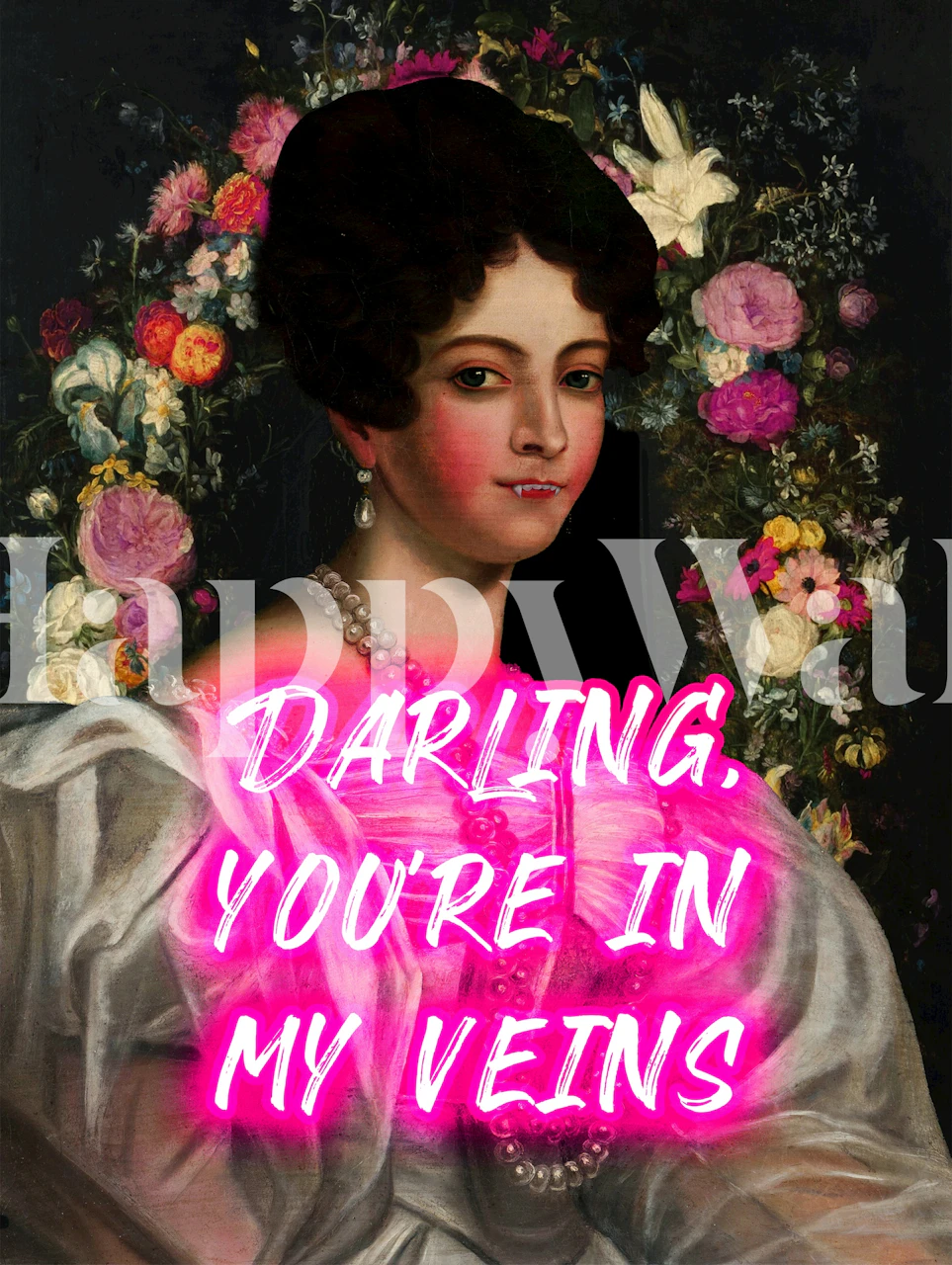 Elegant Neon Vampire Lady tapet i et rom