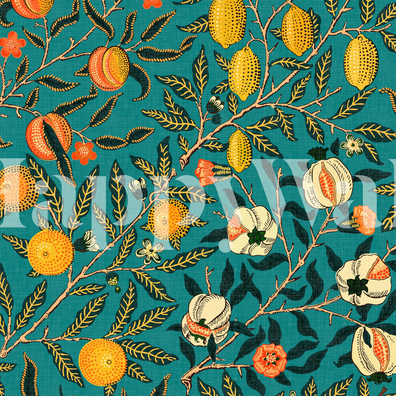 William Morris Pomegranate Fruit Turquoise wallpaper