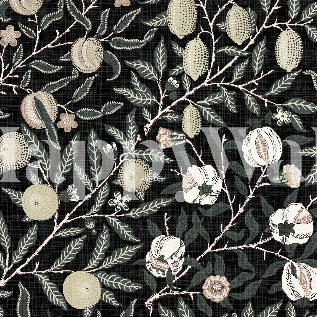 William Morris Pomegranate Fruit Moody wallpaper in room