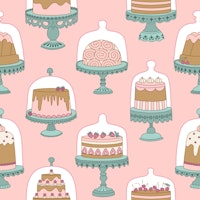 Vienna coffee house cakes Vintage style pink ταπετσαρία