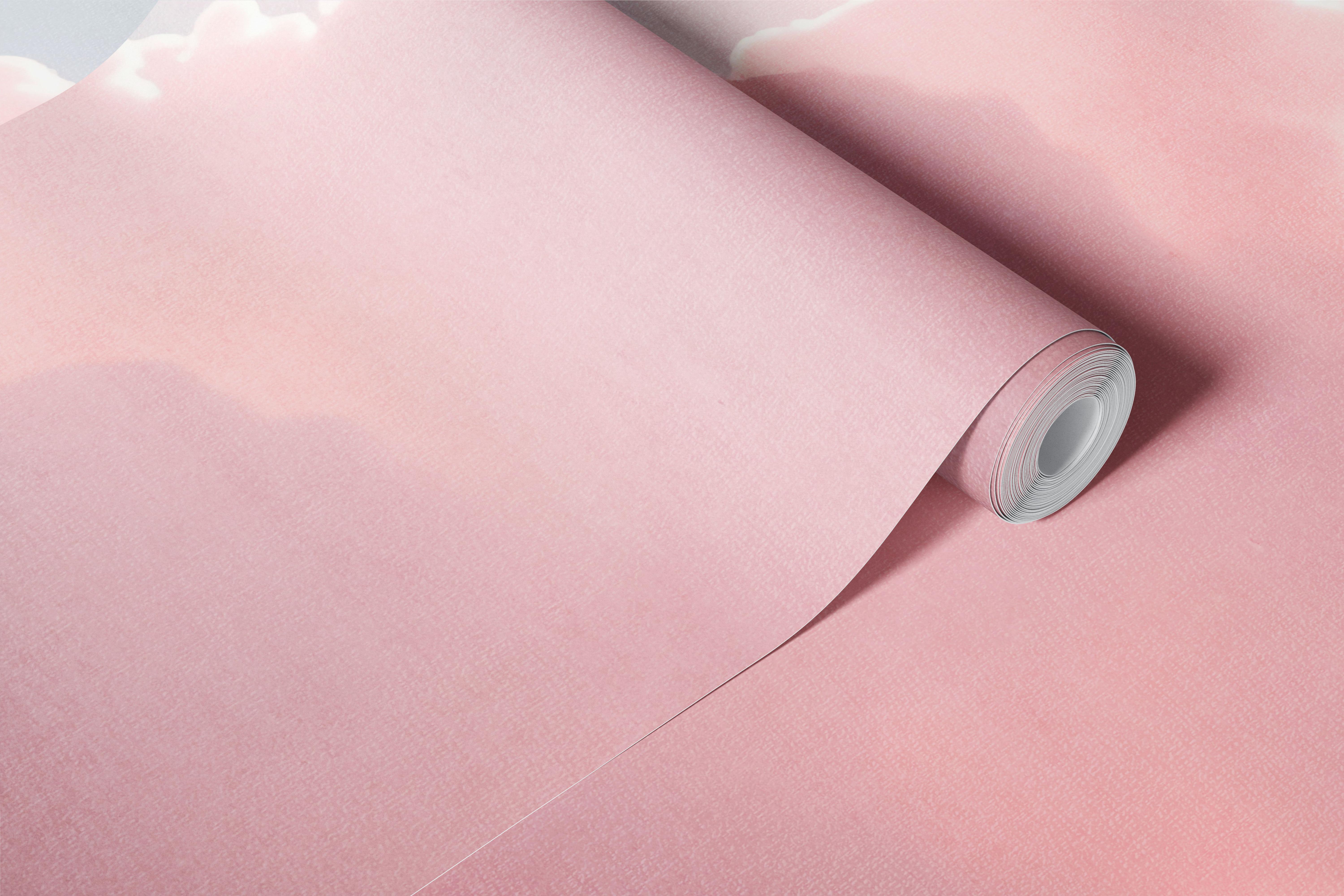 Pink cloud wallpaper in a soft pastel room (5/10)