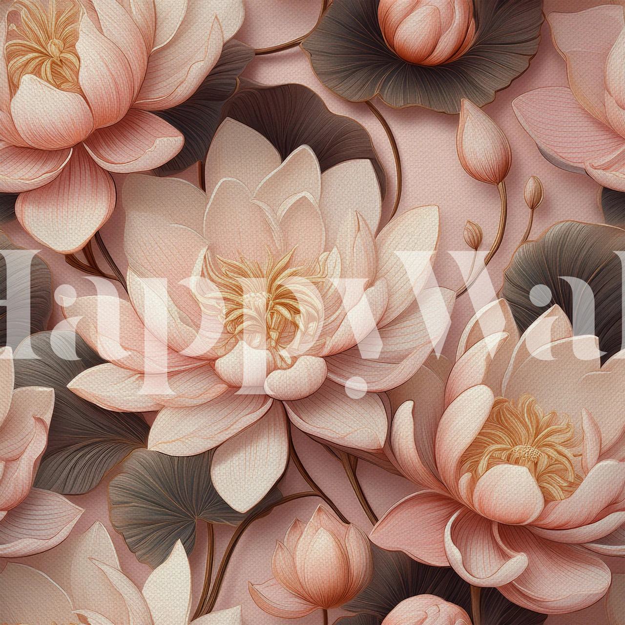 Flowers Pink Lotus Garden wallpaper in a room