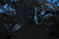 Neon Gaming mural - blue behang