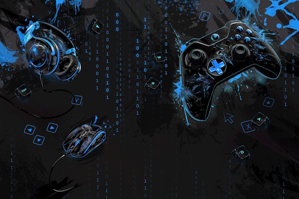 Neon Gaming mural - blue