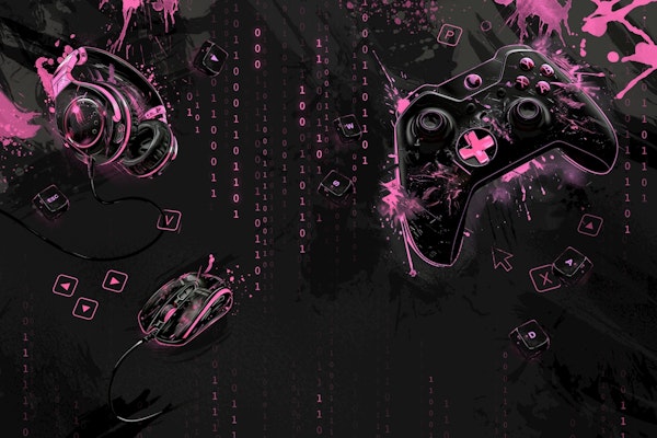 Neon Gaming Mural - pink