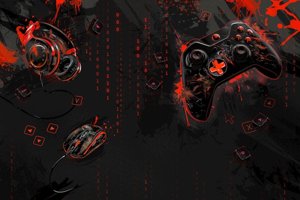 Neon Gaming Mural - red