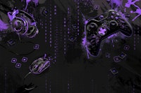 Neon Gaming mural - violet behang