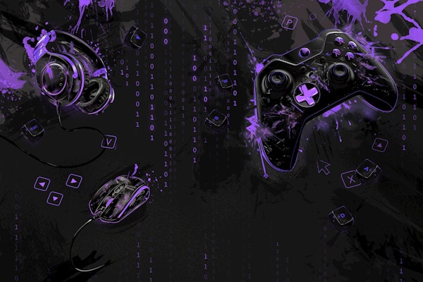 Neon Gaming mural - violet