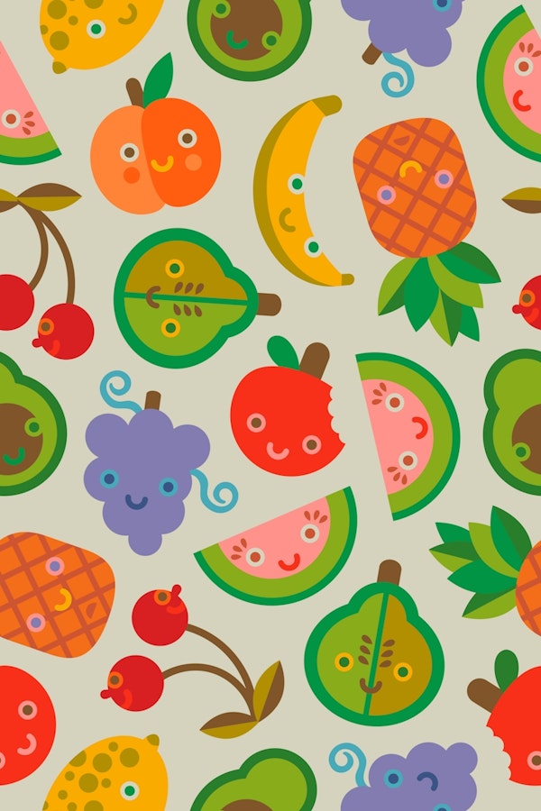 Fruit Sweeties Cute Kawaii Smiling Faces