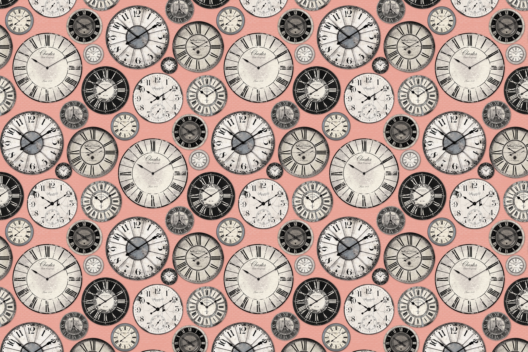 Vintage Clocks Pink Grey Wallpaper Buy Online at Happywall