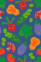 Vegetable Sweeties Cute Smiling Faces Dk Blue tapete