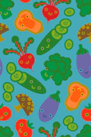 Vegetable Sweeties Cute Smiling Faces Lt Blue tapete