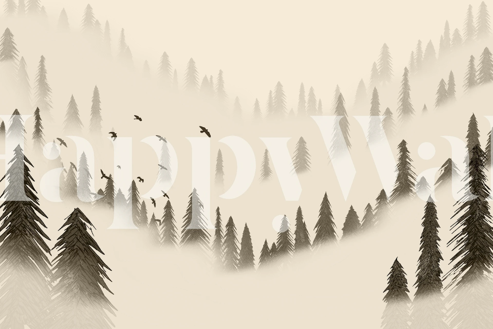 Northern Forest Sepia wallpaper in een kamer