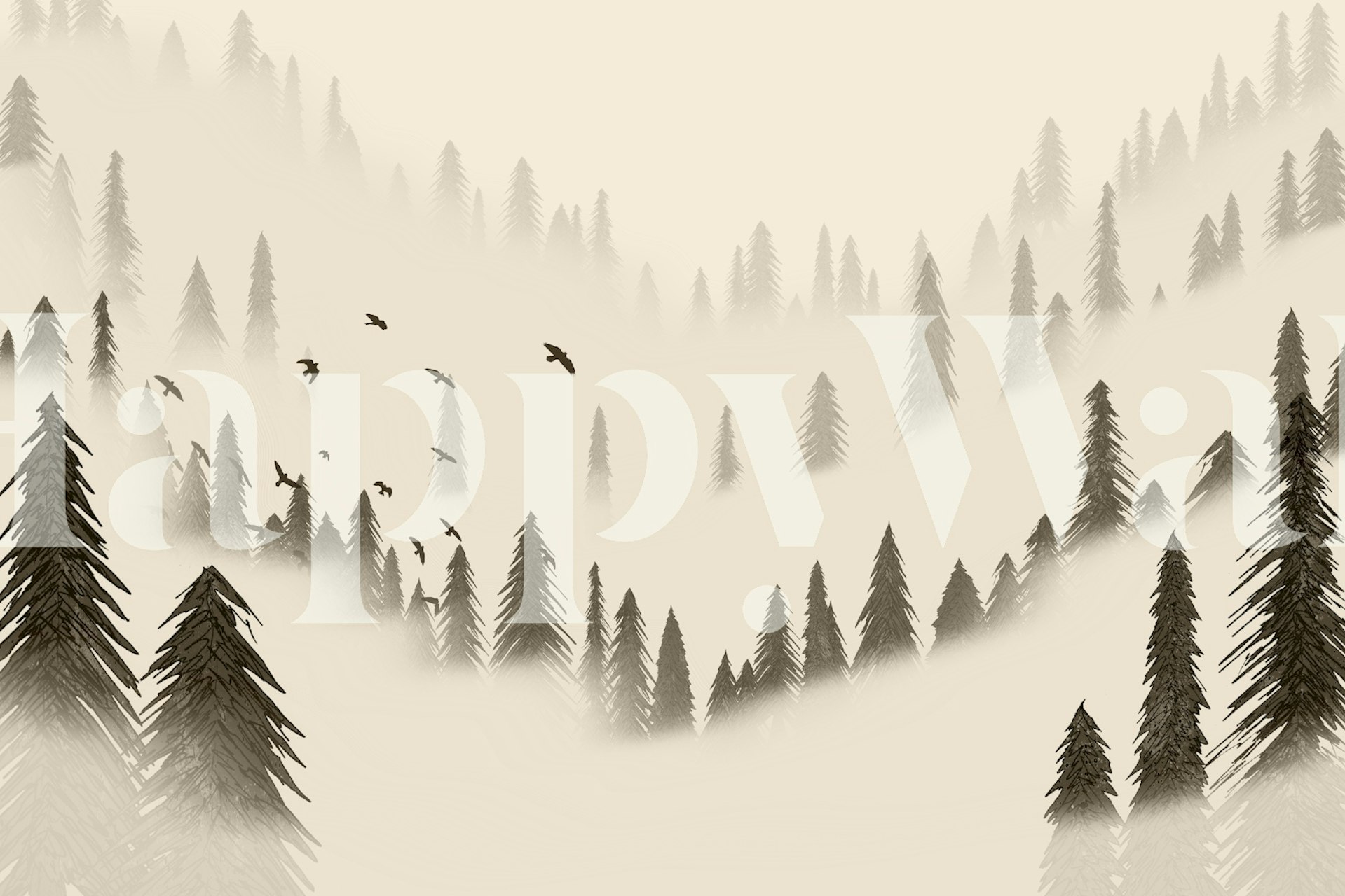 Northern Forest Sepia wallpaper in a room