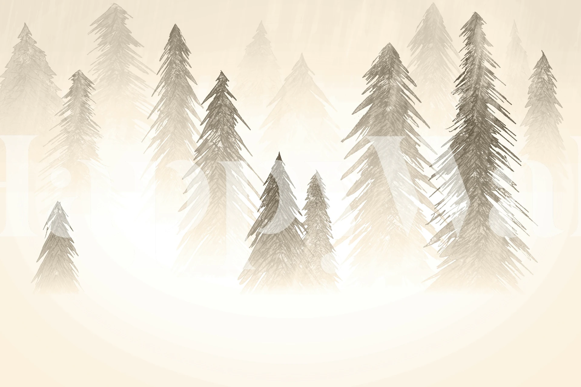 Snowing Forest behang in sepia tinten