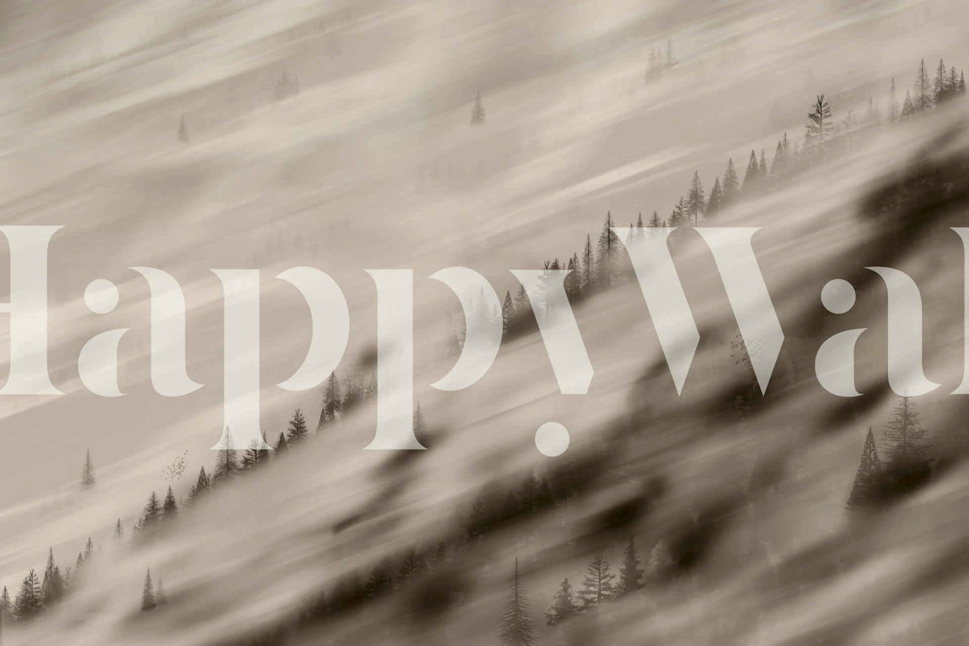 Forest Valley Sepia-tapet i ett rum