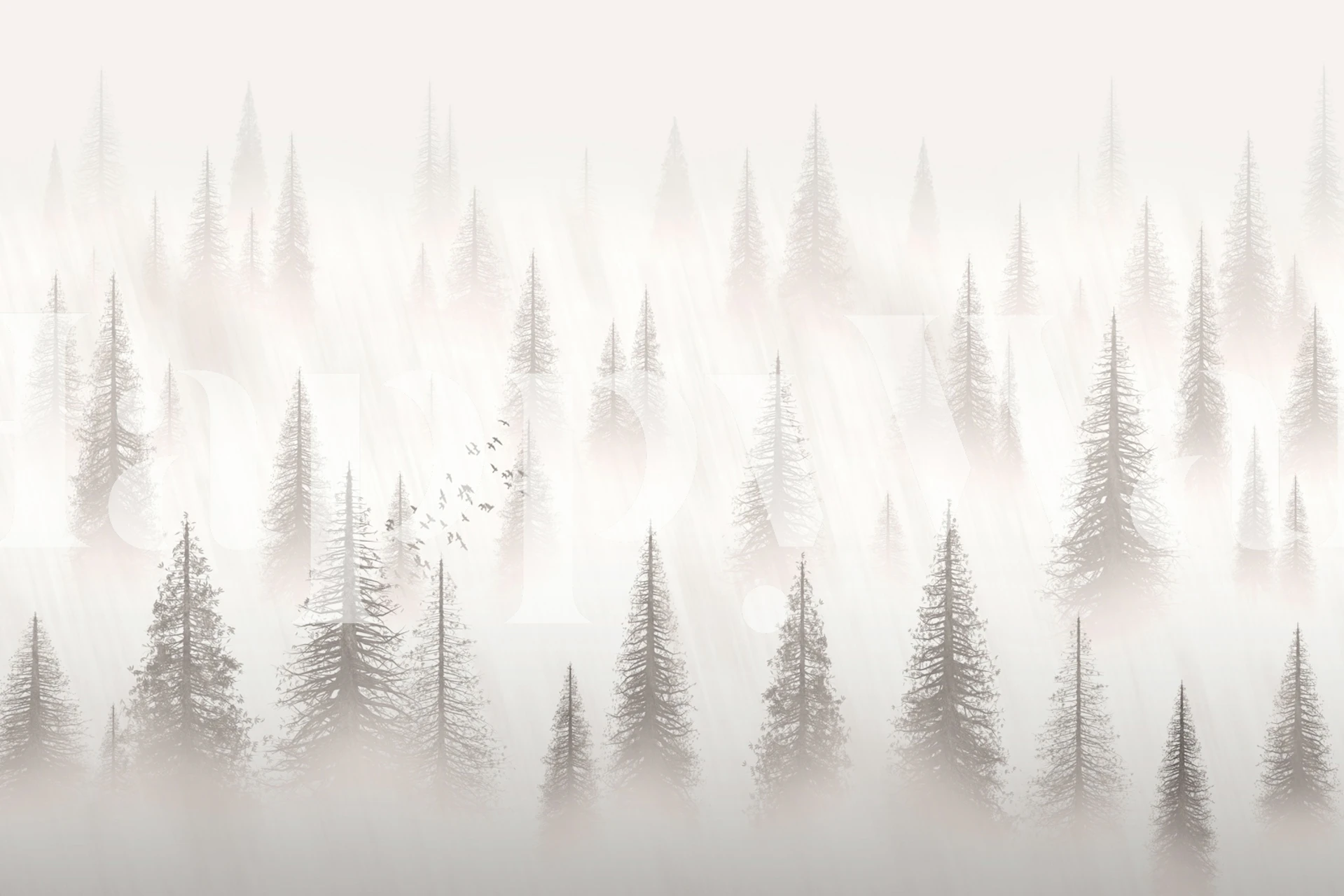 Forest Serenity Sepia papel de parede em um cômodo