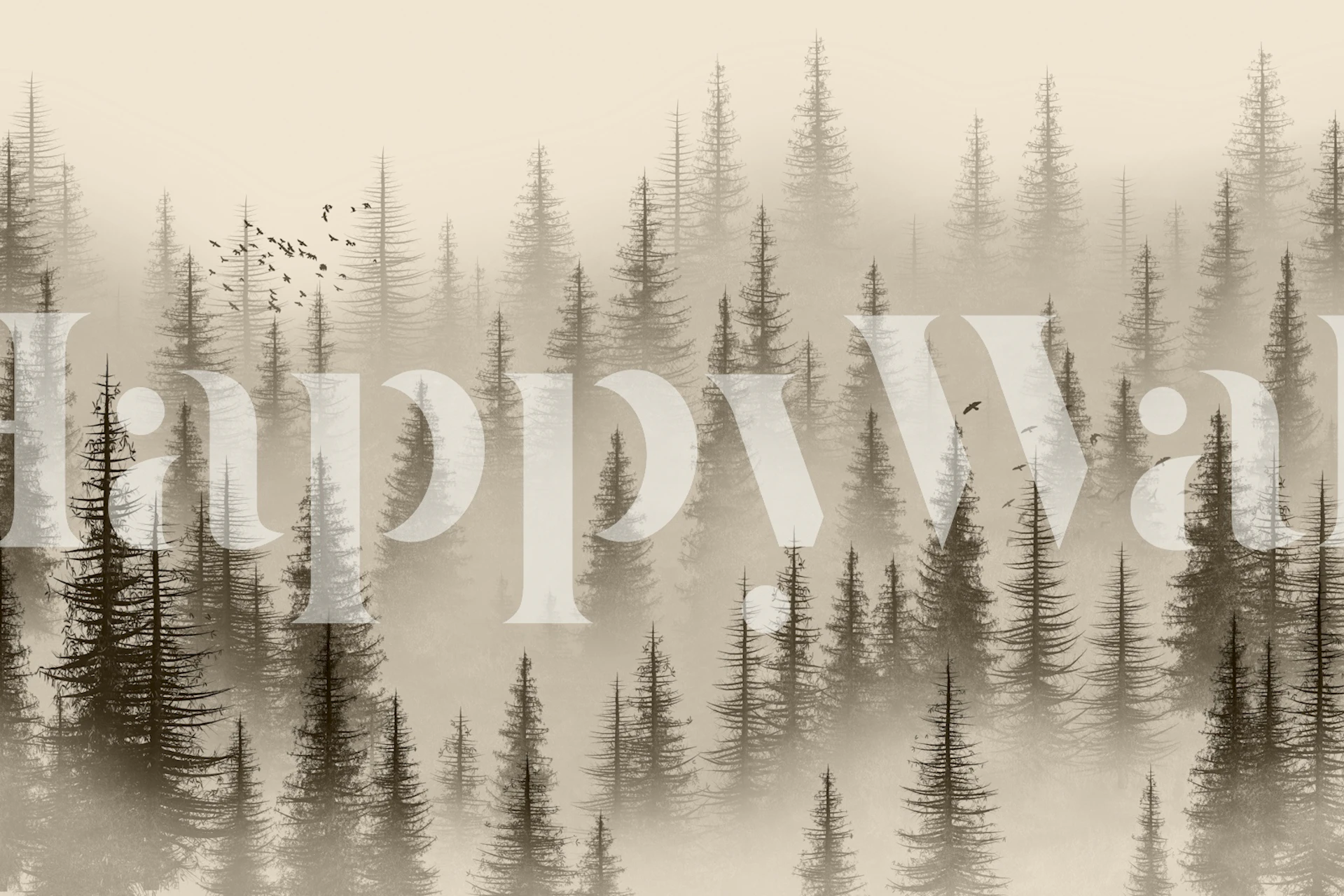 Misty Woods Sepia tapet i et rom