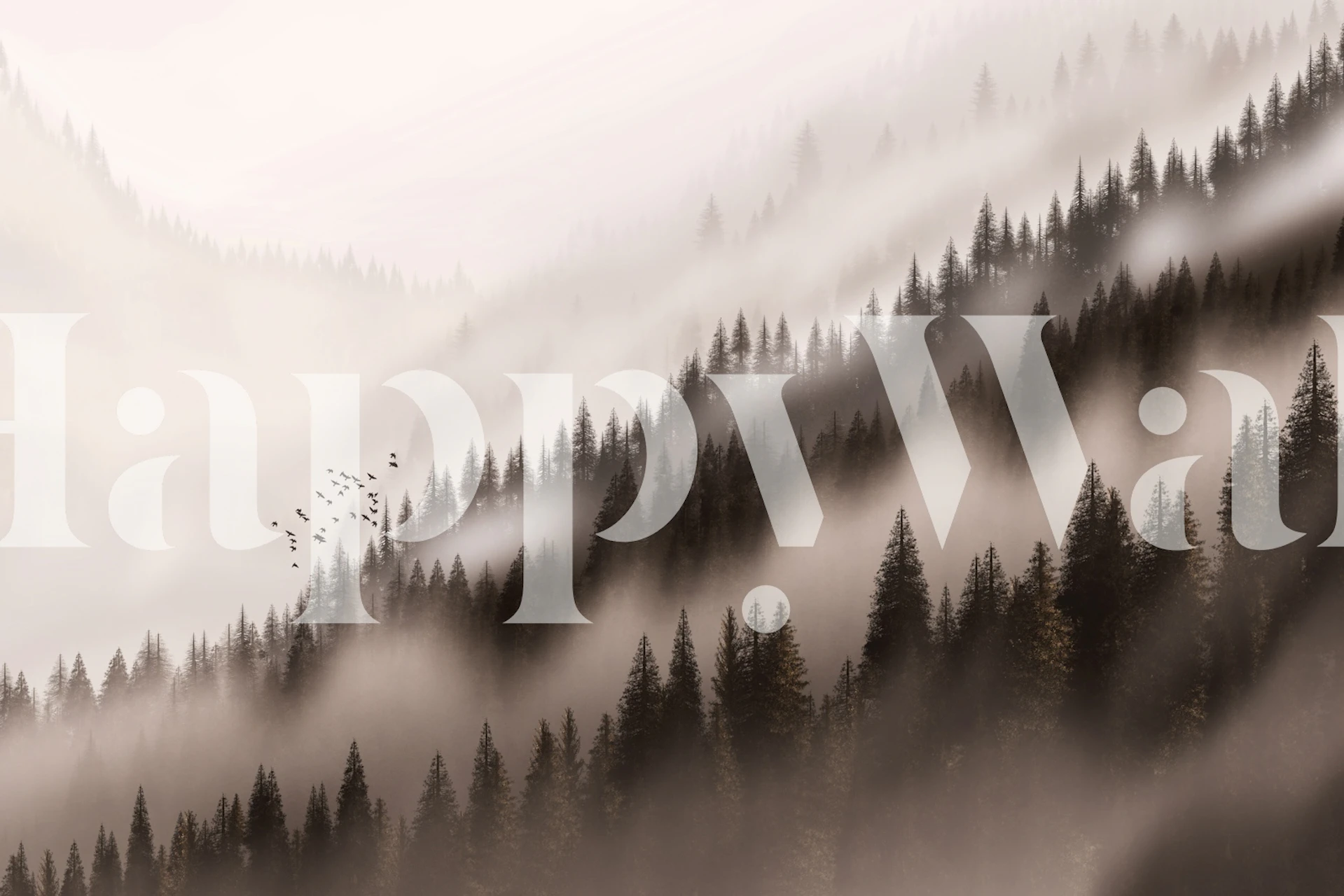 The Enchanted Valley Sepia wallpaper in a room