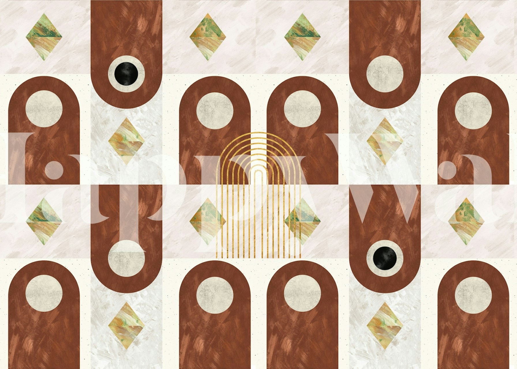 Mid Century 05 tapet i en rumindretning