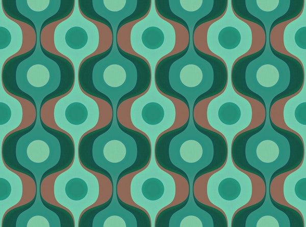 Emerald Mocha 70s Groovy Geometry