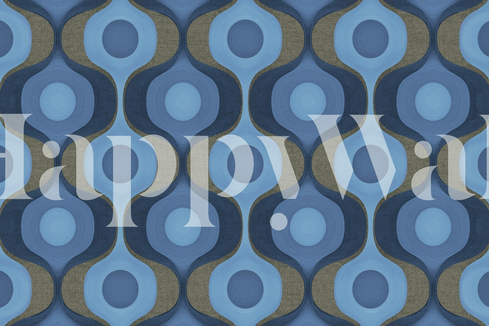 Tapeta Earthy Blue 70s Groovy Geometry v místnosti