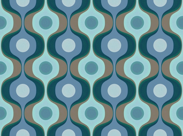 Earthy Blue 70s Groovy Geometry