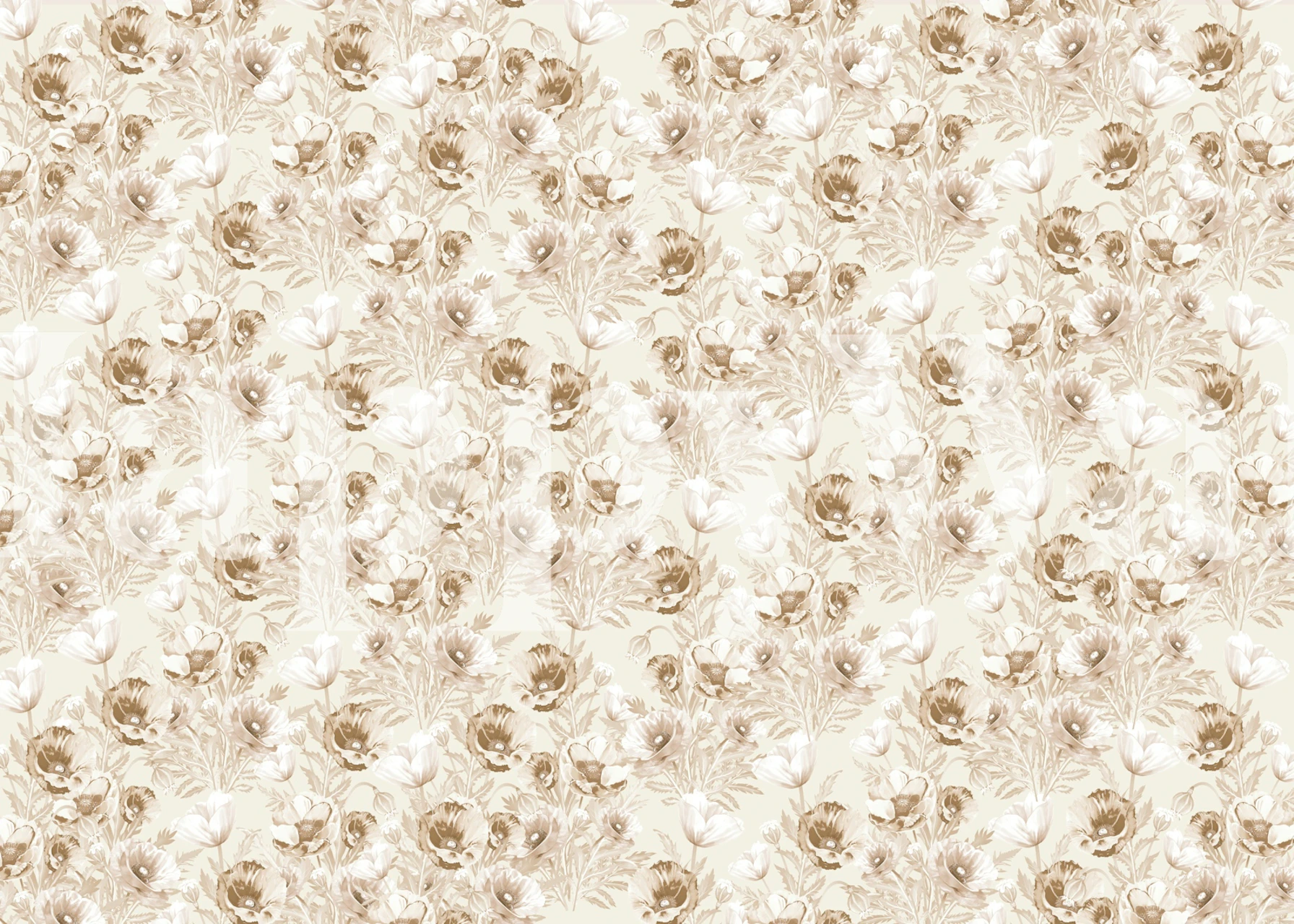 Floral pattern in beige tones with soft roses wallpaper