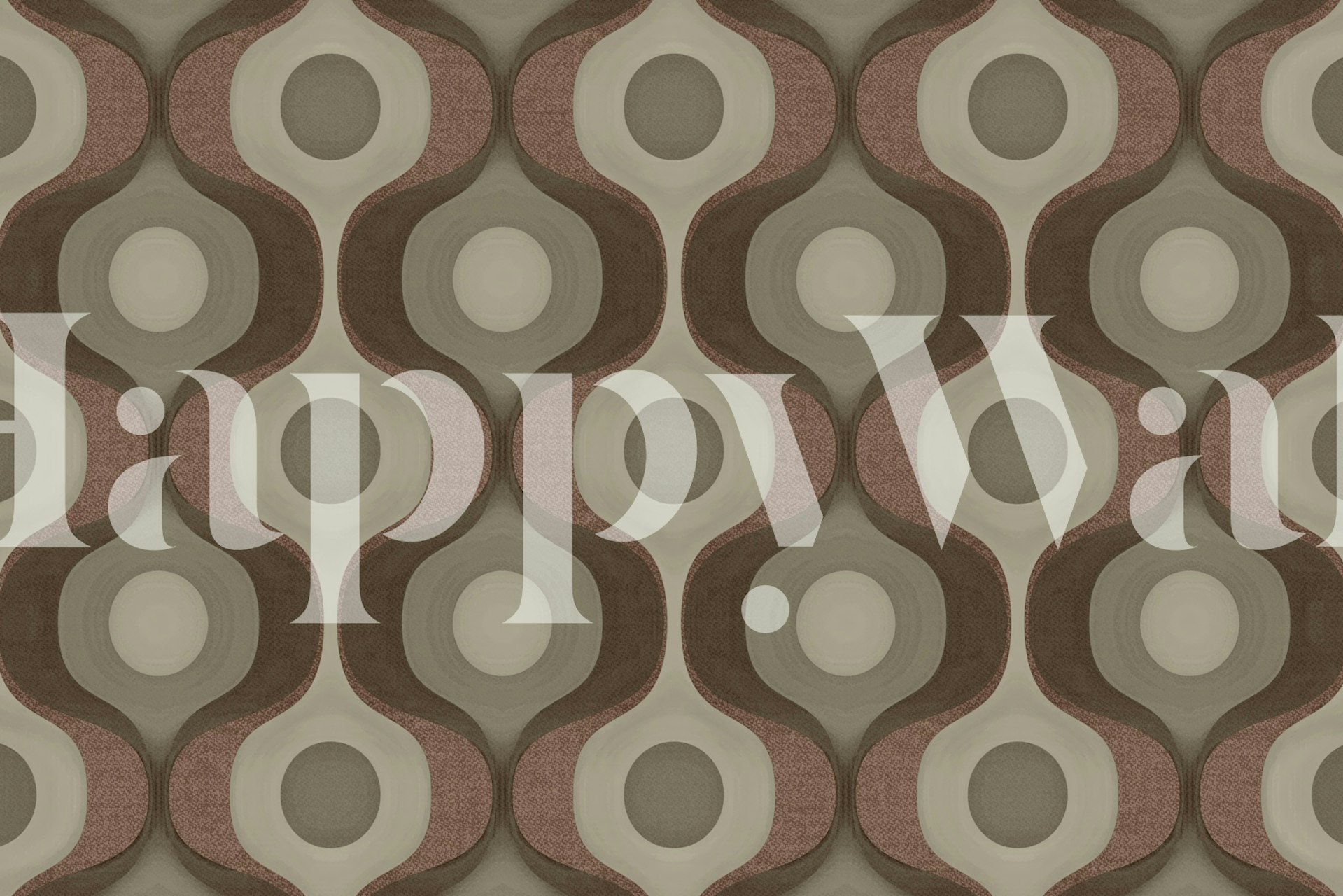 Moody Tan 70s Groovy Geometry wallpaper in a room