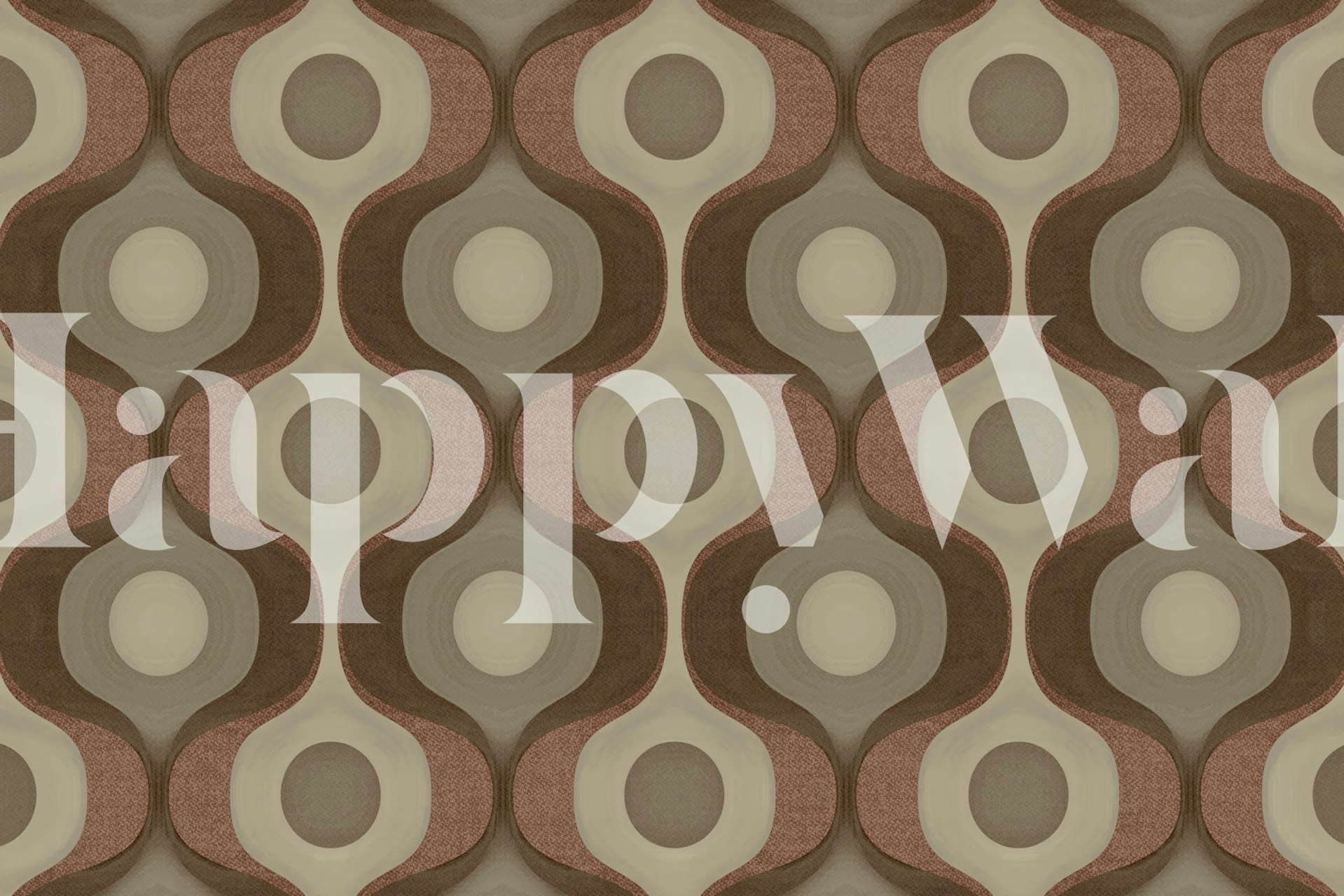 Moody Tan 70s Groovy Geometry wallpaper in a room