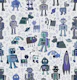 Robots in space - blue grey