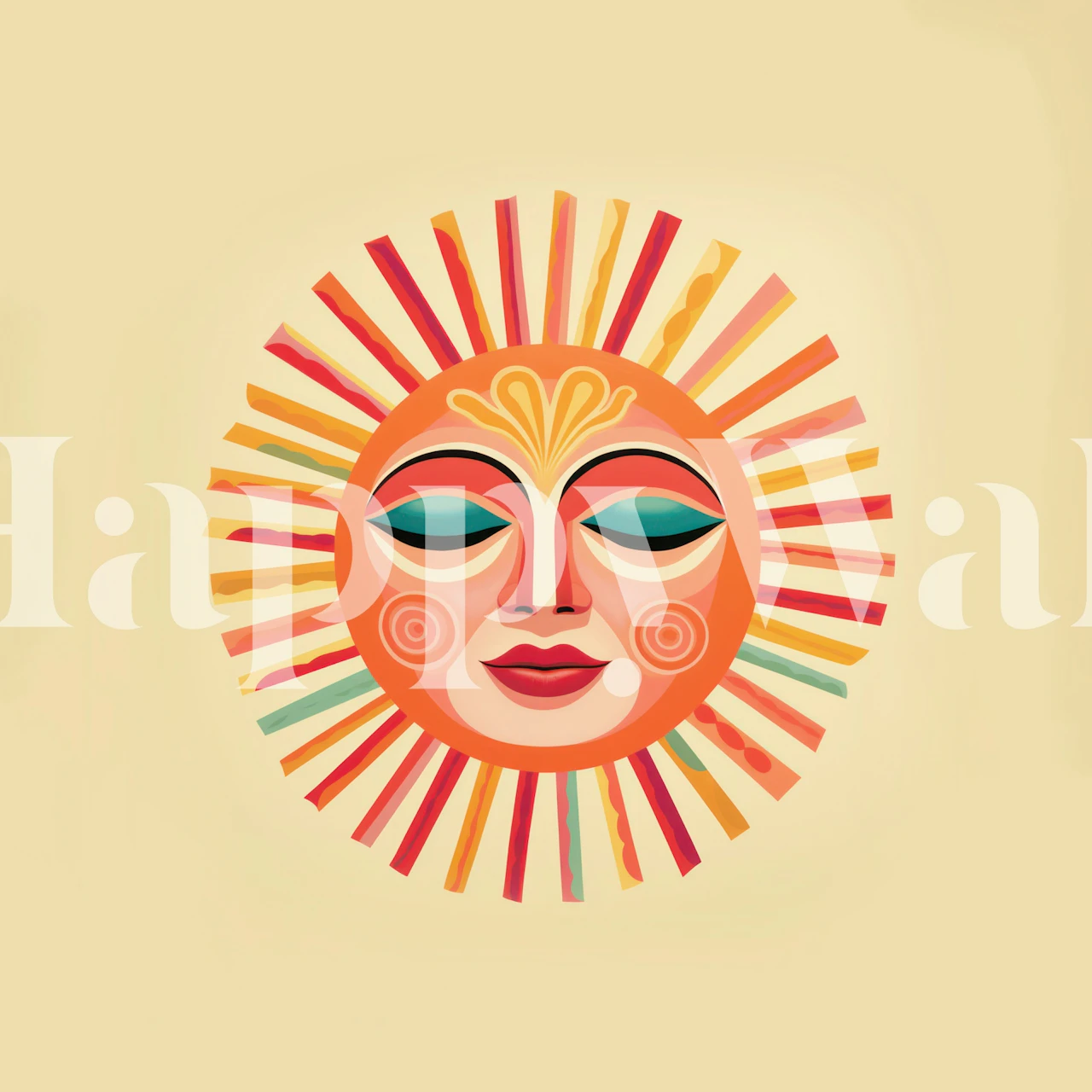 Papier peint Celestial Shine Sun Face dans une pièce