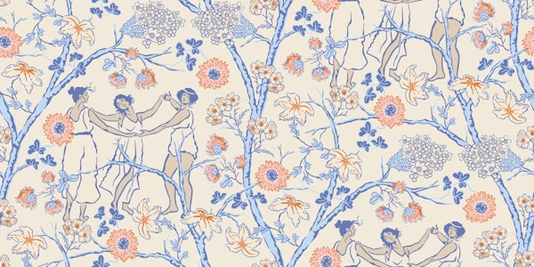 Midsummer dance on beige - light blue - pink