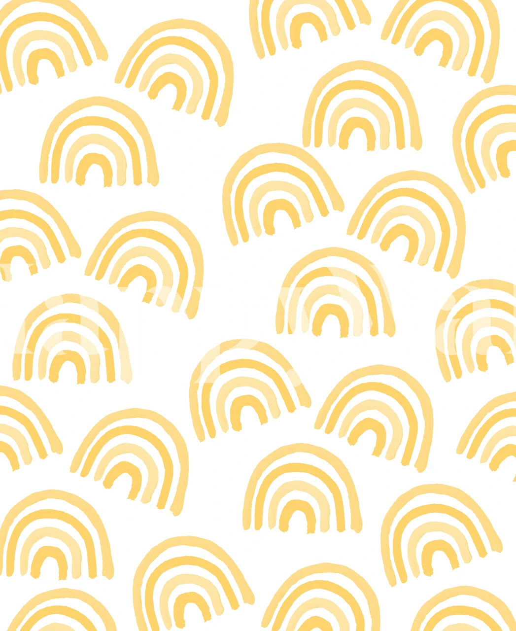 Yellow rainbow pattern on white background wallpaper