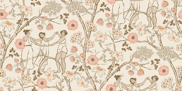 Midsummer dance on beige - brown and pink