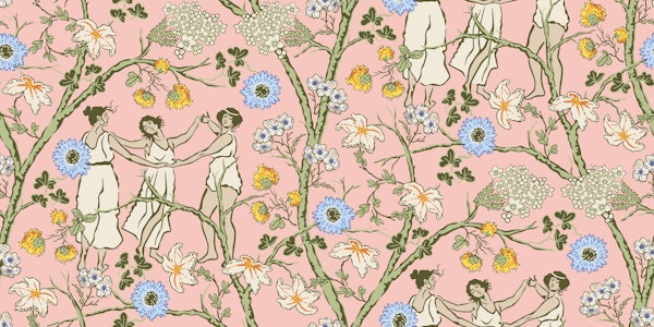 Midsummer dance on pink - Blue and yellow