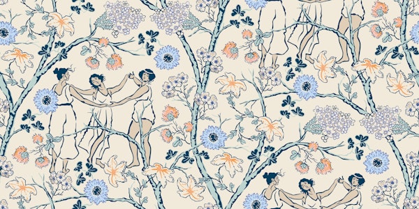Midsummer dance on beige - dark blue - pink
