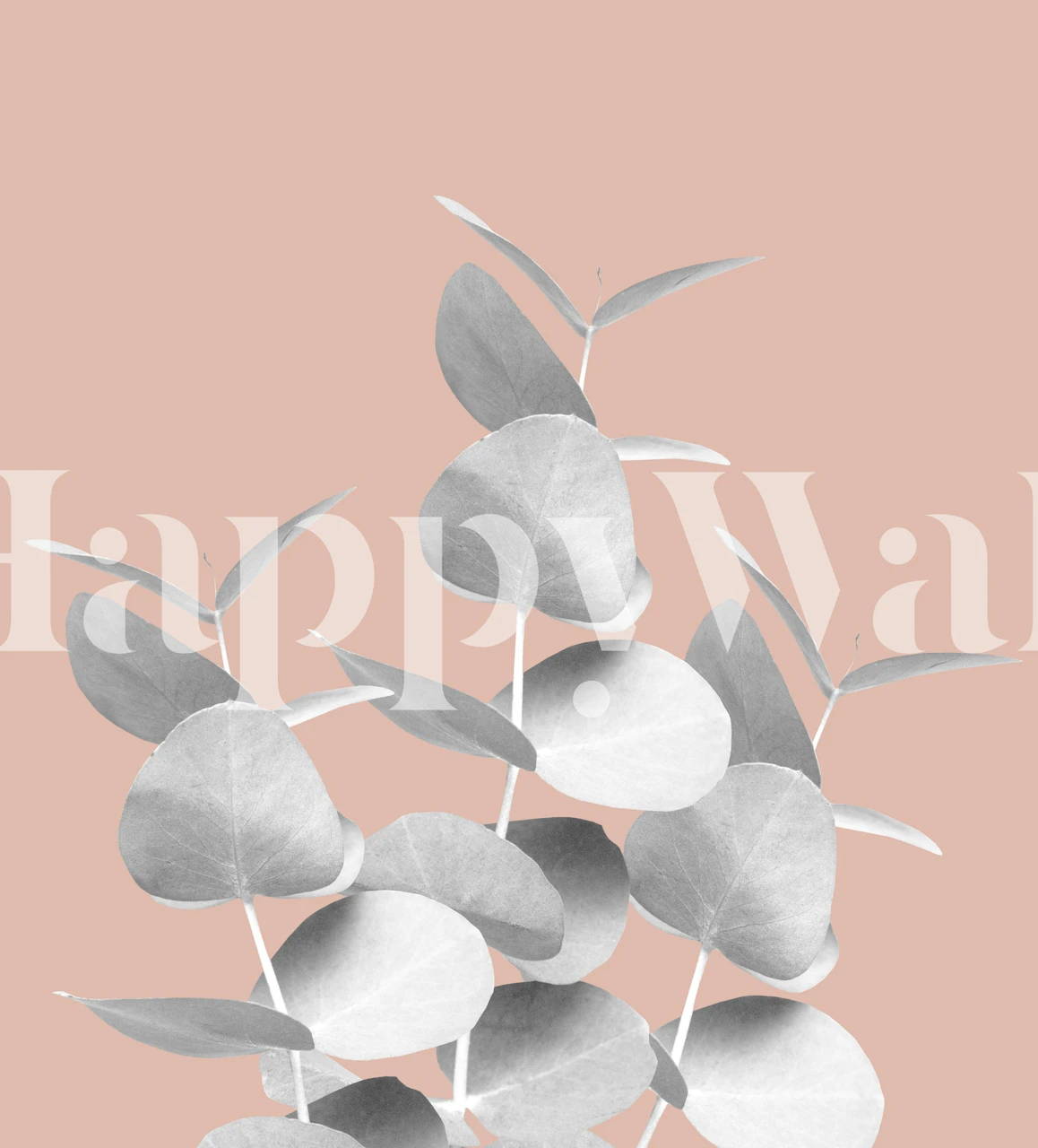 Eucalyptus Leaves Veggmaleri i grått og hvitt