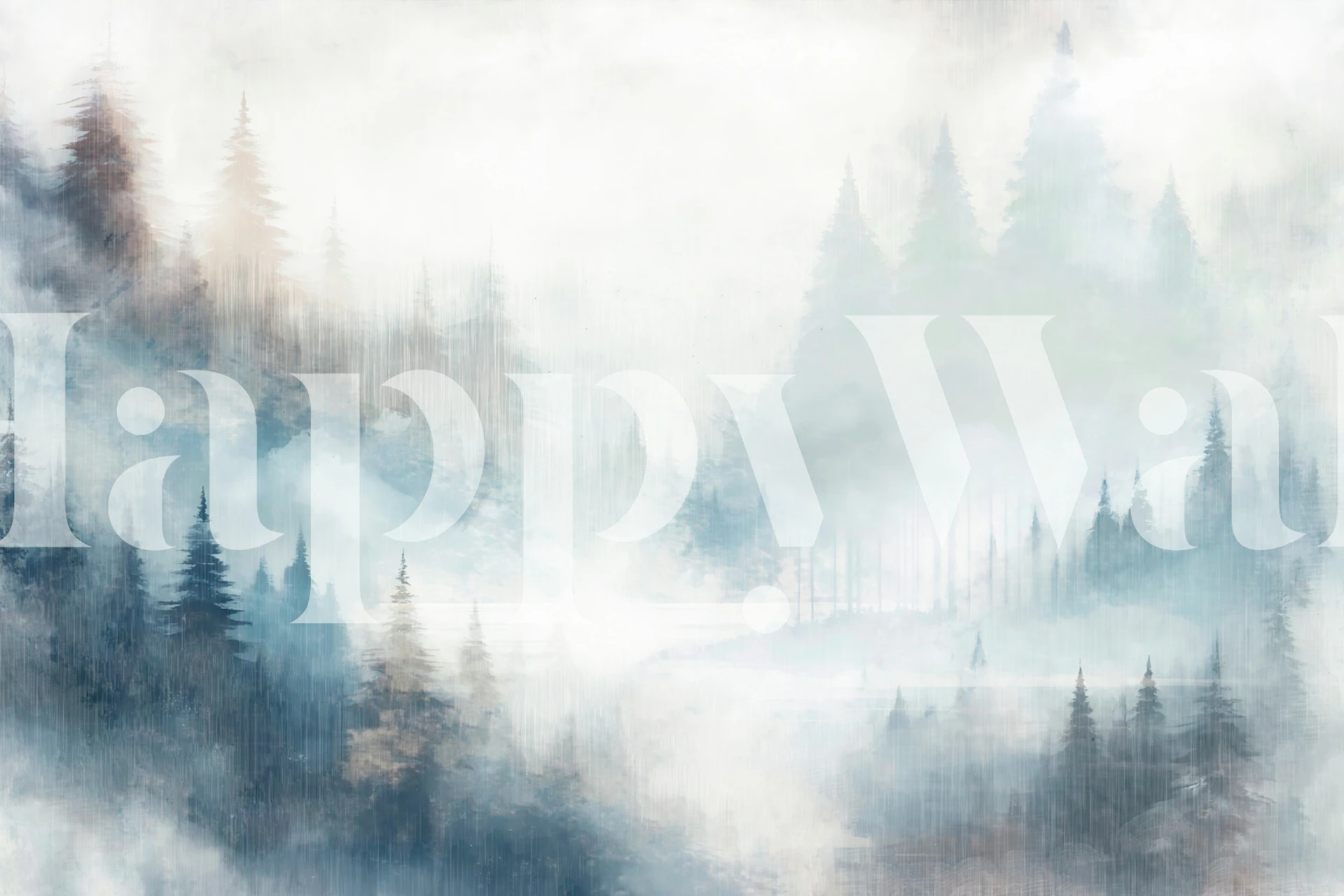 Misty Forest Dreamscape papel pintado en una habitación