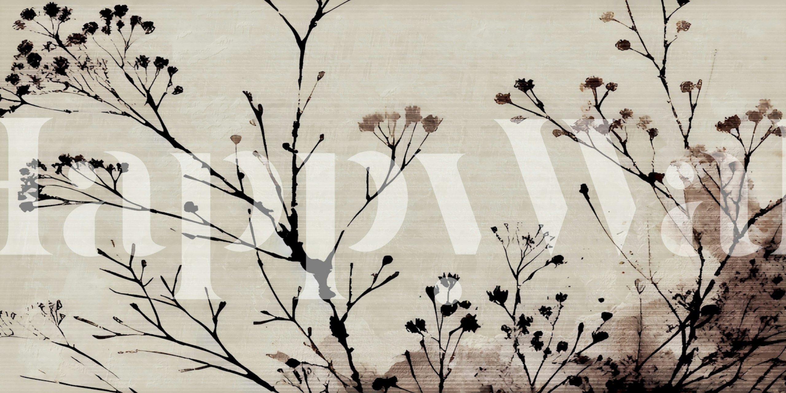 Ταπετσαρία Abstract Japandi Botanicals σε ένα δωμάτιο