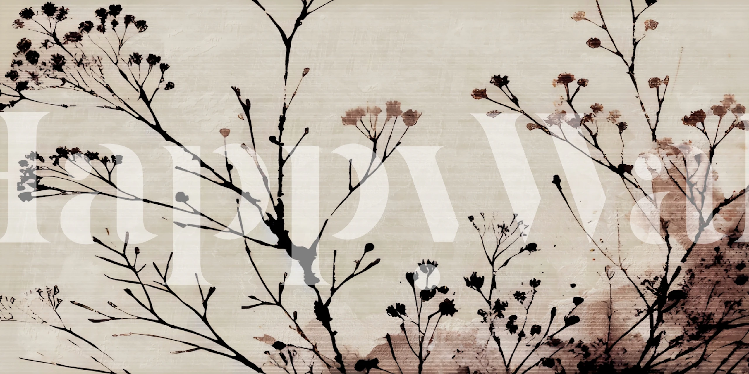 Abstract Japandi Botanicals wallpaper in a room